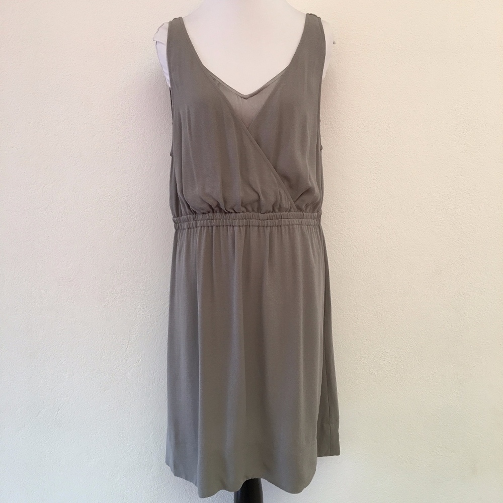 Eileen Fisher Gray Silk Petite Medium Dress V Neck